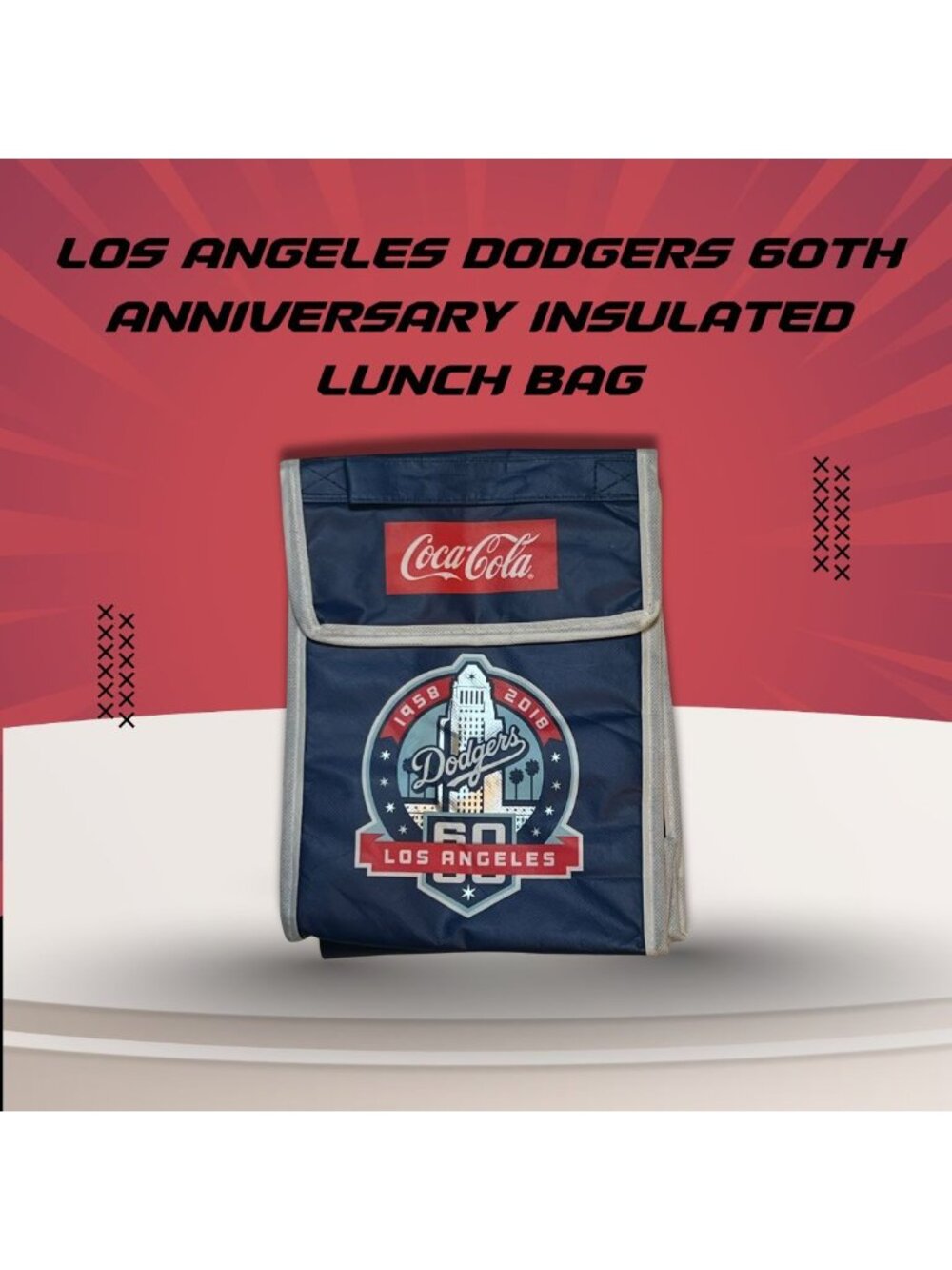 Los Angeles Dodgers 60th Anniversary Coca-Cola Insulated Lunch Bag With Velcro C